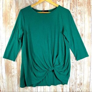 Green Soft Stretch Knit Top Twist-Hem Size L